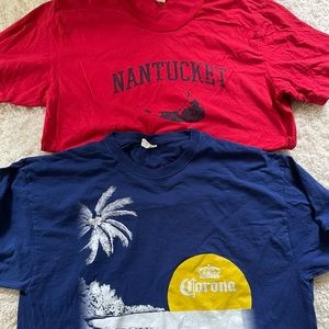 Two T-shirts   Size extra large. Red = Nantucket. Blue = Corona